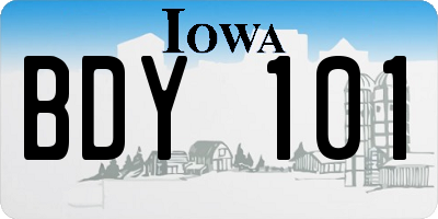 IA license plate BDY101