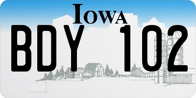 IA license plate BDY102