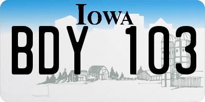IA license plate BDY103