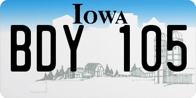IA license plate BDY105