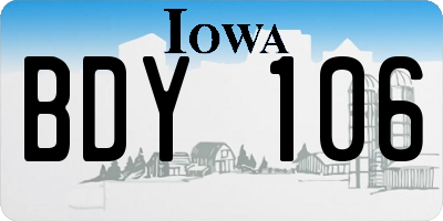 IA license plate BDY106