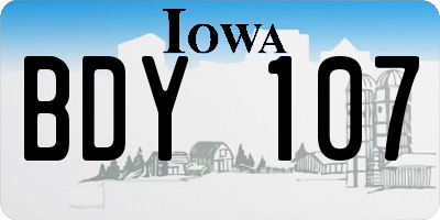 IA license plate BDY107