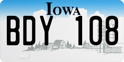 IA license plate BDY108