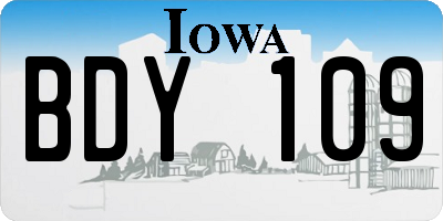 IA license plate BDY109