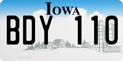 IA license plate BDY110
