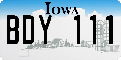 IA license plate BDY111