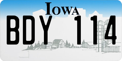 IA license plate BDY114