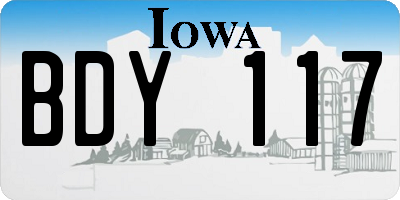 IA license plate BDY117