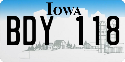 IA license plate BDY118
