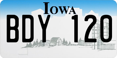 IA license plate BDY120