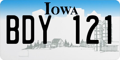 IA license plate BDY121