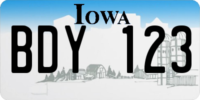 IA license plate BDY123