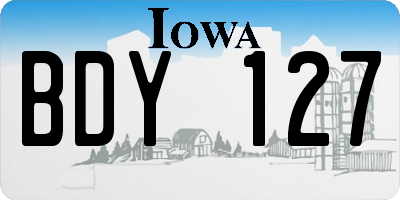 IA license plate BDY127