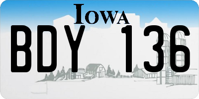 IA license plate BDY136