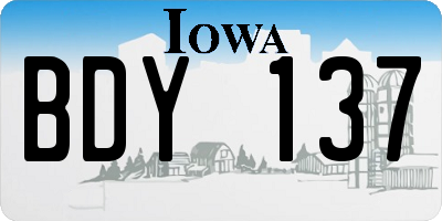 IA license plate BDY137