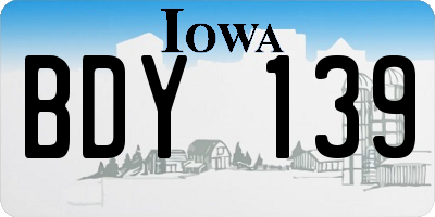 IA license plate BDY139