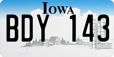 IA license plate BDY143