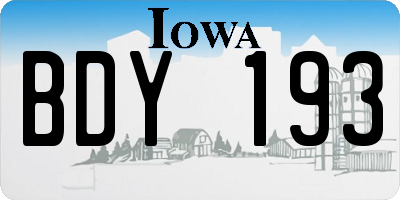 IA license plate BDY193