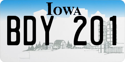IA license plate BDY201