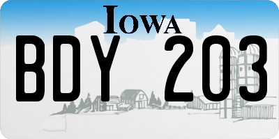 IA license plate BDY203