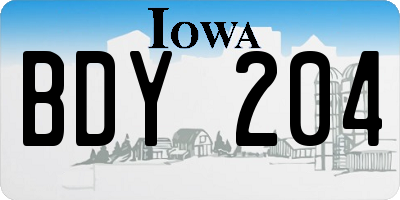 IA license plate BDY204