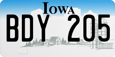 IA license plate BDY205