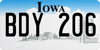 IA license plate BDY206