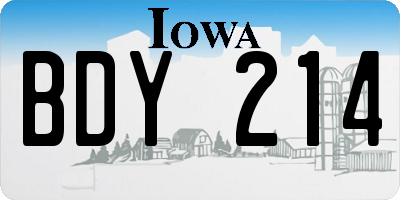 IA license plate BDY214