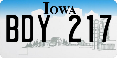 IA license plate BDY217