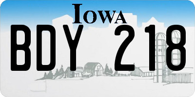 IA license plate BDY218