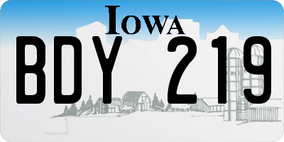IA license plate BDY219