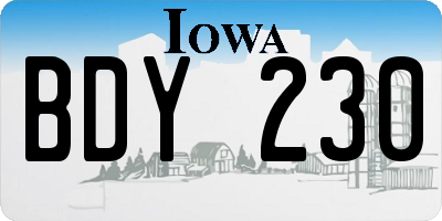 IA license plate BDY230