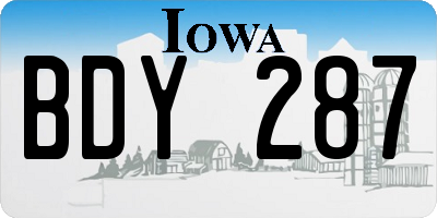 IA license plate BDY287