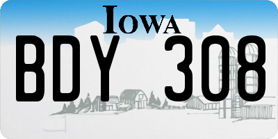 IA license plate BDY308