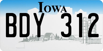 IA license plate BDY312
