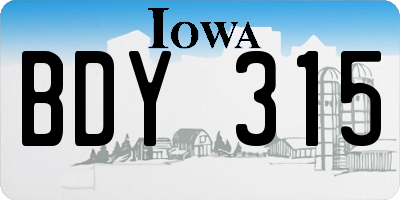 IA license plate BDY315