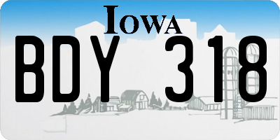 IA license plate BDY318