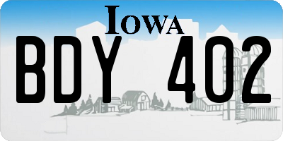 IA license plate BDY402