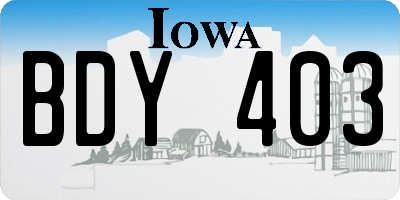 IA license plate BDY403
