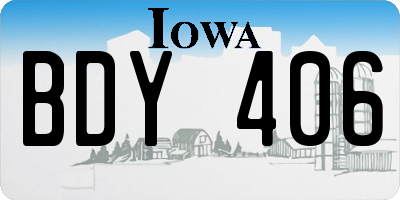 IA license plate BDY406