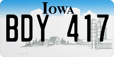IA license plate BDY417