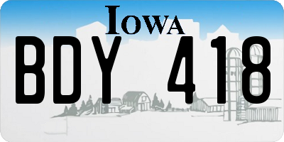 IA license plate BDY418