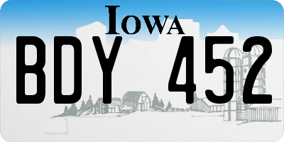 IA license plate BDY452