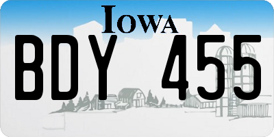 IA license plate BDY455