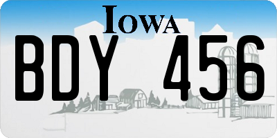 IA license plate BDY456