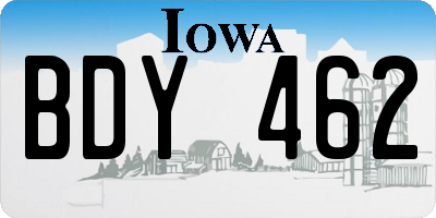 IA license plate BDY462