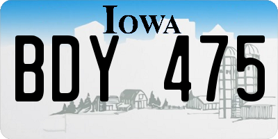 IA license plate BDY475