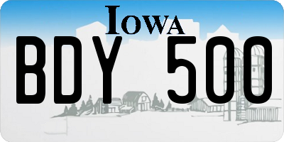 IA license plate BDY500