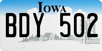 IA license plate BDY502