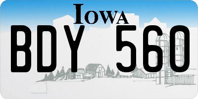 IA license plate BDY560